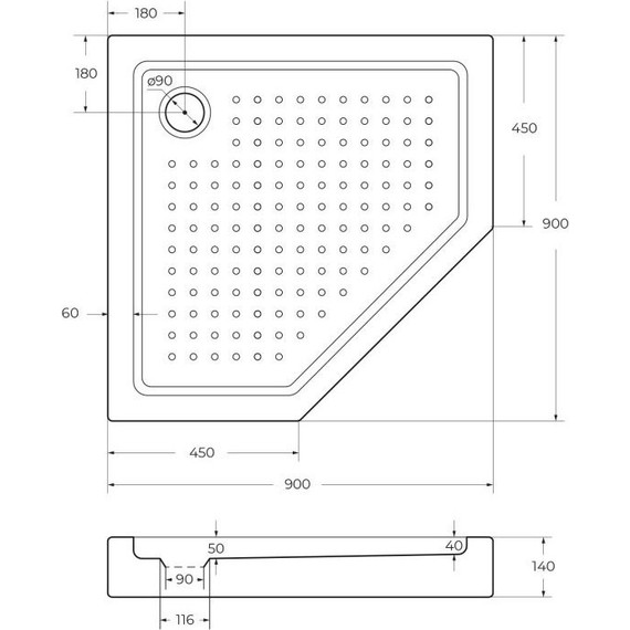 Акриловый поддон Cezares TRAY-A-P-90-15-W0 90х90 см - фото 2