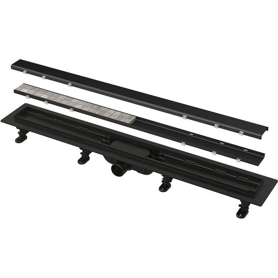 Трап Alcadrain 75 см APZ19BLACK-750, чёрный матовый (под плитку) - фото 