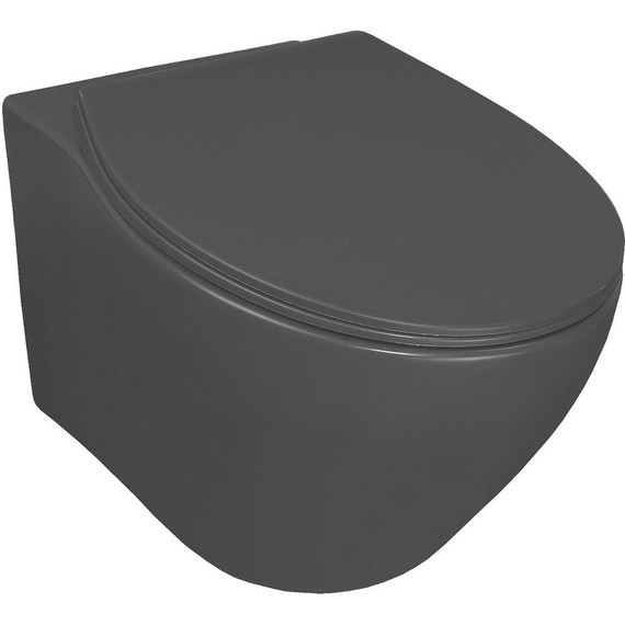 Унитаз подвесной безободковый Azario Keras AZ-99046B с тонкой крышкой микролифт, чёрный матовый, Цвет производителя: чёрный матовый - фото 2