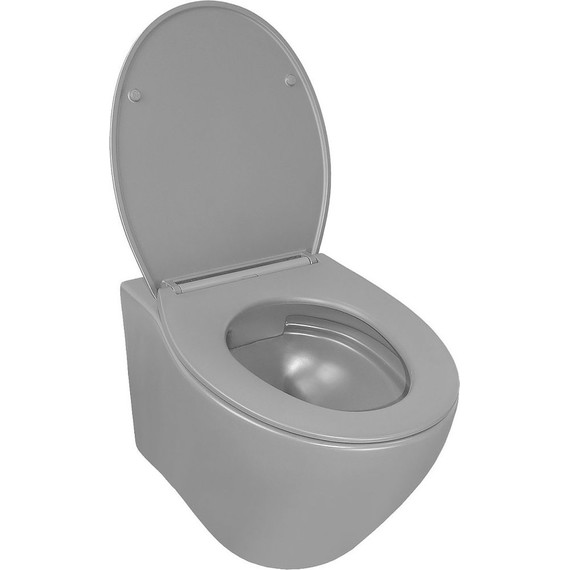Унитаз подвесной безободковый Azario Keras AZ-99046G с тонкой крышкой микролифт, серый матовый, Цвет производителя: серый матовый - фото 3