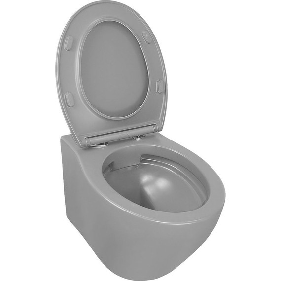 Унитаз подвесной безободковый Azario Keras AZ-99046G с тонкой крышкой микролифт, серый матовый, Цвет производителя: серый матовый - фото 4