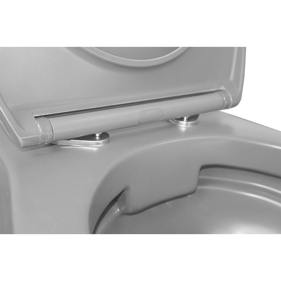 Унитаз подвесной безободковый Azario Keras AZ-99046G с тонкой крышкой микролифт, серый матовый, Цвет производителя: серый матовый - фото 6