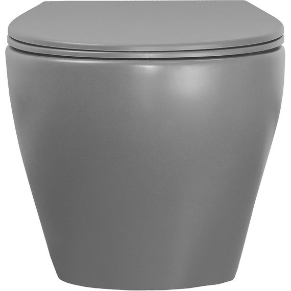 Унитаз подвесной безободковый Azario Keras AZ-99046G с тонкой крышкой микролифт, серый матовый, Цвет производителя: серый матовый - фото 8