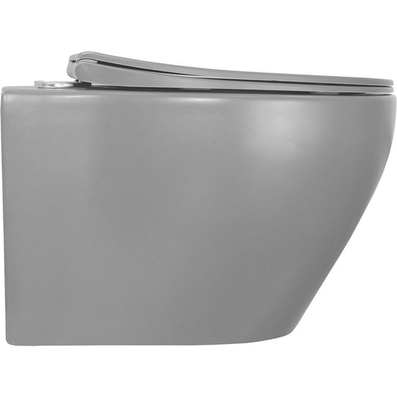Унитаз подвесной безободковый Azario Keras AZ-99046G с тонкой крышкой микролифт, серый матовый, Цвет производителя: серый матовый - фото 9