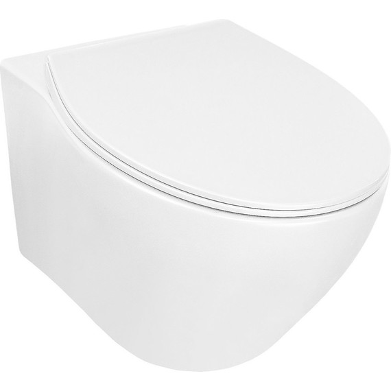 Унитаз подвесной безободковый Azario Keras AZ-99046W с тонкой крышкой микролифт, Цвет производителя: белый глянцевый - фото 2