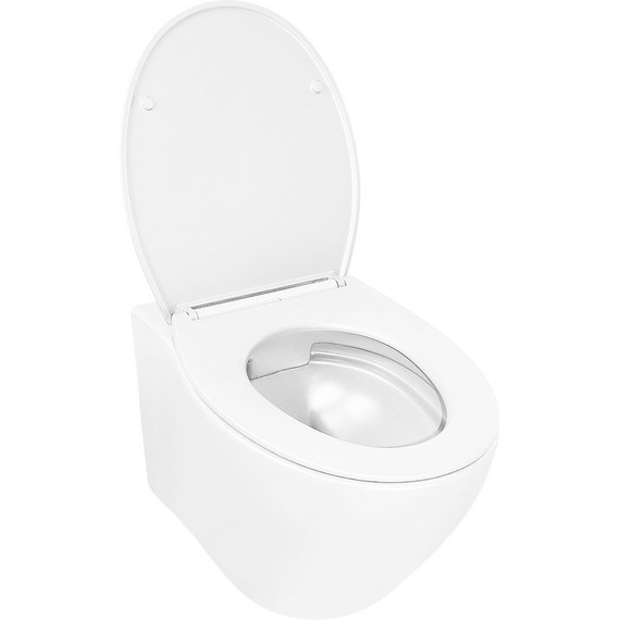 Унитаз подвесной безободковый Azario Keras AZ-99046W с тонкой крышкой микролифт, Цвет производителя: белый глянцевый - фото 3