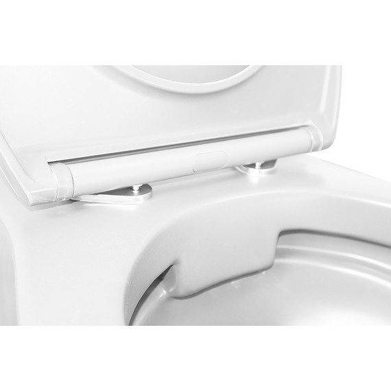 Унитаз подвесной безободковый Azario Keras AZ-99046W с тонкой крышкой микролифт, Цвет производителя: белый глянцевый - фото 6