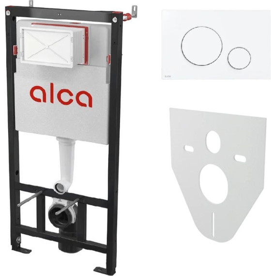 Инсталляция для подвесного унитаза Alcaplast AM101/1120-4:1 RU M670-0001 (кнопка смыва белая) - фото 