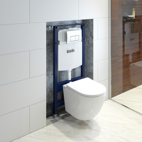 Инсталляция с подвесным унитазом комплект: Iddis Basic BASB010i73, сиденье микролифт, кнопка смыва хром - фото 2