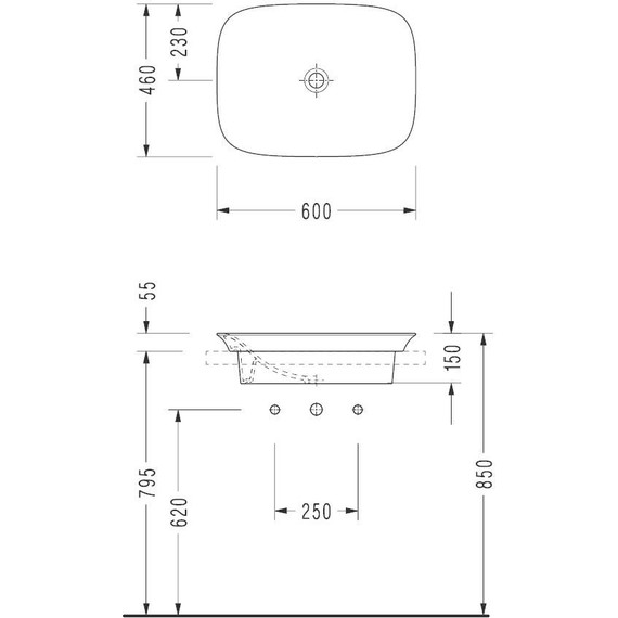 Раковина врезная на столешницу Serel Hera 60 см HR33DXS110H - фото 3