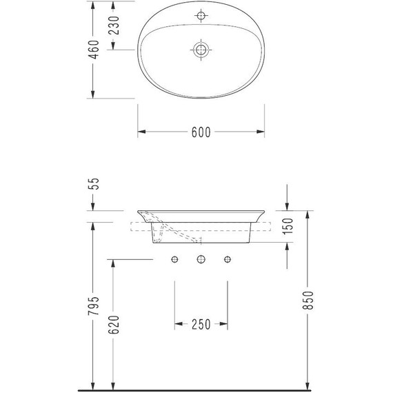 Раковина врезная на столешницу Serel Hera 60 см HR34TXS110H - фото 3