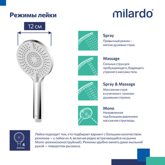 Ручной душ Milardo Rora ROR4FCRM18 - фото 8