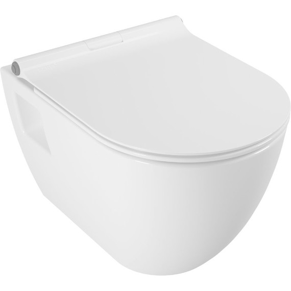 Унитаз подвесной безободковый Serel Smart SM46SL с тонкой крышкой микролифт - фото 