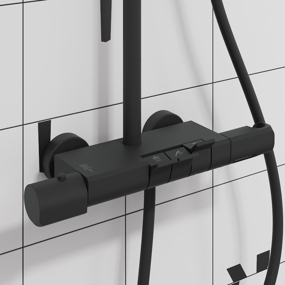 Душевая стойка с термостатом Iddis SpaHome SPHBLTKi06, чёрный матовый - фото 4