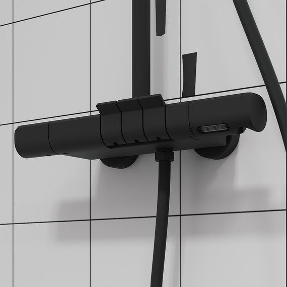 Душевая стойка с термостатом Iddis SpaHome SPHBLTKi06, чёрный матовый - фото 6