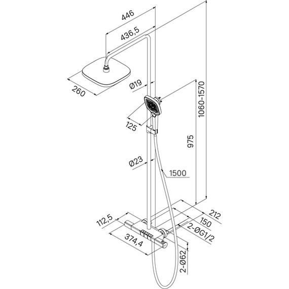 Душевая стойка с термостатом Iddis SpaHome SPHBLTKi06, чёрный матовый - фото 10