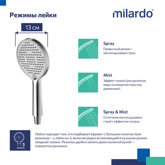 Ручной душ Milardo Ideal Spa ILS3FCRM18 - фото 10