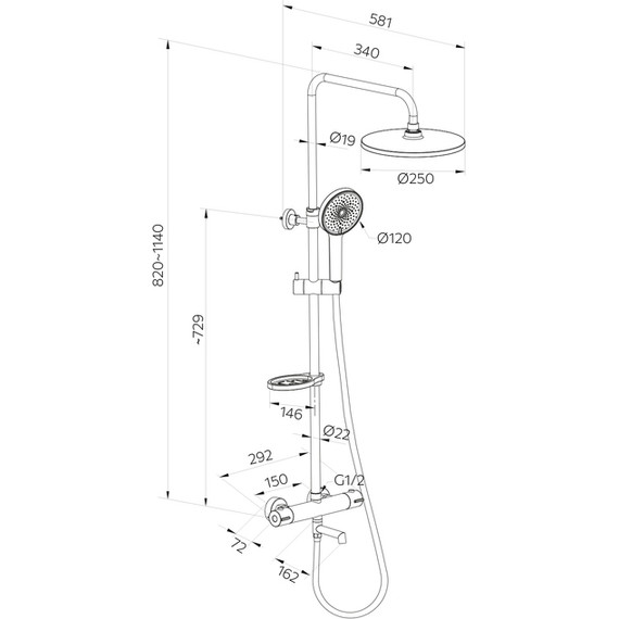 Душевая стойка с термостатом Milardo Ideal Spa ILSSBTHM06 - фото 5