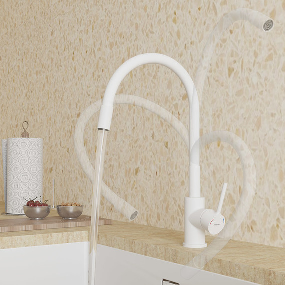 Смеситель для кухни Milardo Meal M01WT0FM05, белый матовый - фото 3