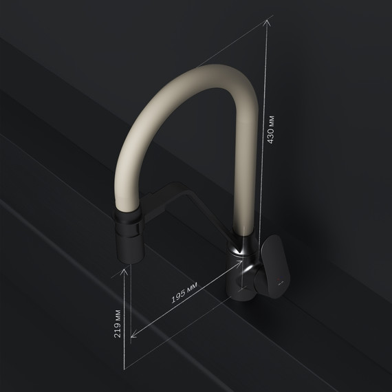 Смеситель для кухни AM.PM Like F8007826 для питьевой воды и гибким изливом, чёрный/бежевый, Цвет производителя: чёрный, бежевый - фото 14