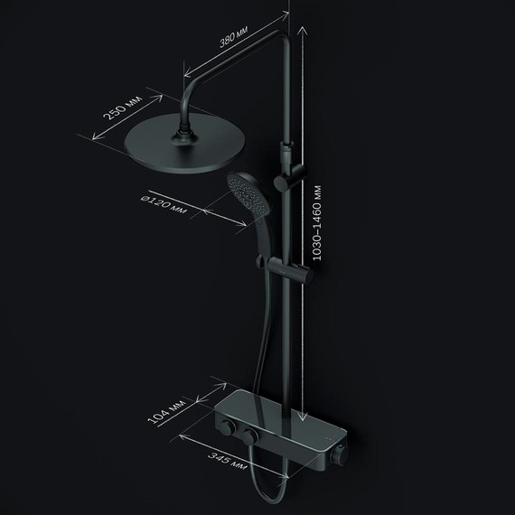 Душевая система AM.PM Inspire V2.0 F0750A422 с термостатом, чёрный, Цвет производителя: чёрный - фото 11