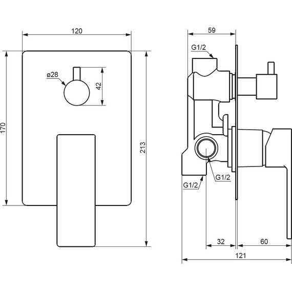 Смеситель для ванны и Damixa Gala 537100300 со скрытой частью, чёрный, Цвет производителя: чёрный - фото 5