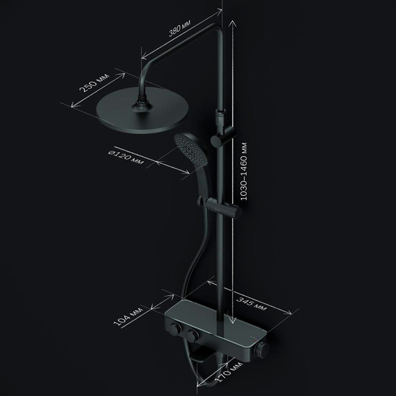 Душевая система AM.PM Inspire V2.0 F0750A522 с термостатом, чёрный, Цвет производителя: чёрный - фото 11