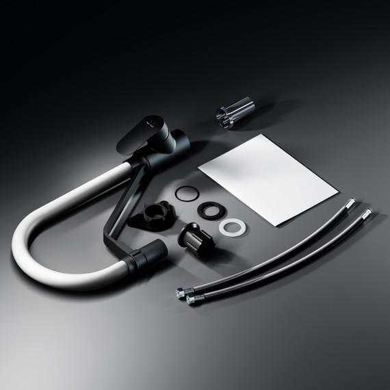 Смеситель для кухни AM.PM Like F8007825 для питьевой воды и гибким изливом, чёрный/серый, Цвет производителя: чёрный, серый - фото 6