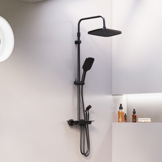 Душевая система c термостатом Damixa Gala 953770300 и гигиеническим душем, чёрный - фото 3