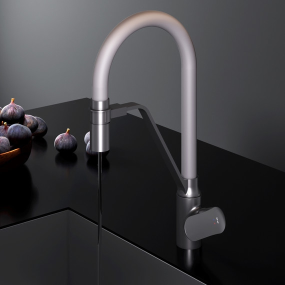 Смеситель для кухни AM.PM Like F8007825 для питьевой воды и гибким изливом, чёрный/серый, Цвет производителя: чёрный, серый - фото 10