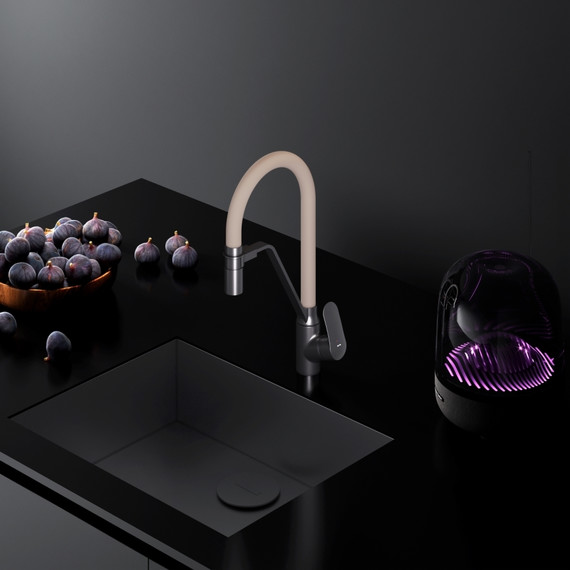 Смеситель для кухни AM.PM Like F8007826 для питьевой воды и гибким изливом, чёрный/бежевый, Цвет производителя: чёрный, бежевый - фото 11