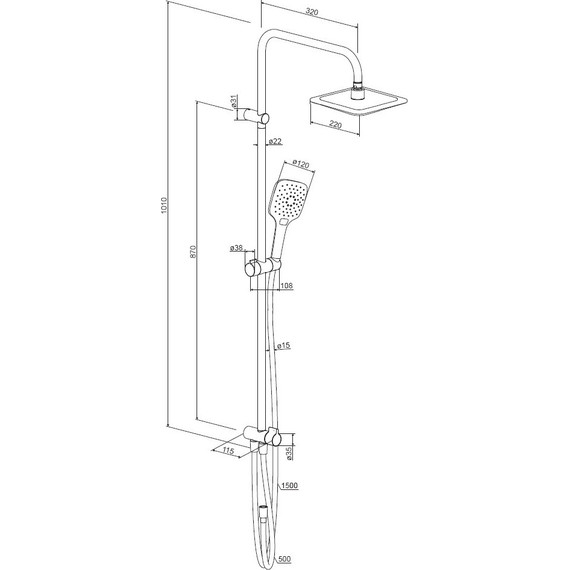 Душевая система Damixa Eclipse 931000300 без смесителя, чёрный - фото 7