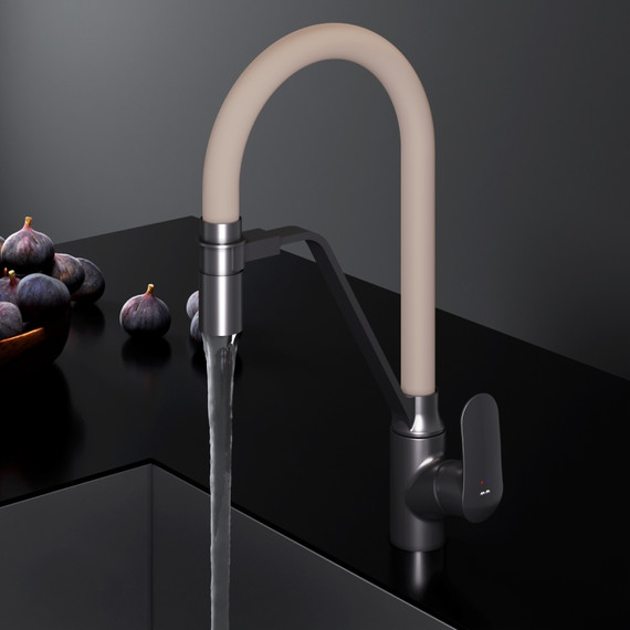 Смеситель для кухни AM.PM Like F8007826 для питьевой воды и гибким изливом, чёрный/бежевый, Цвет производителя: чёрный, бежевый - фото 8