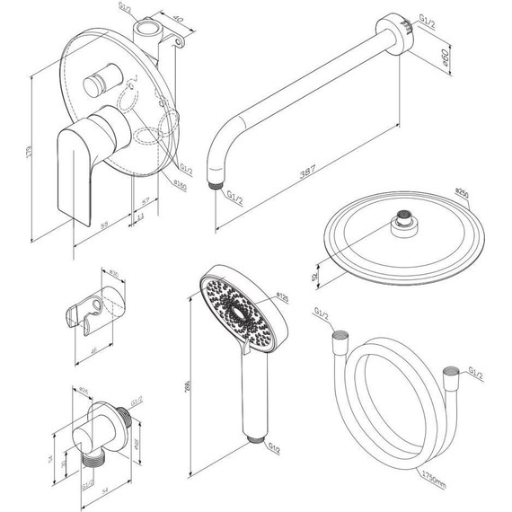Душевая система для душа Damixa Apollo 947520300, чёрный - фото 10
