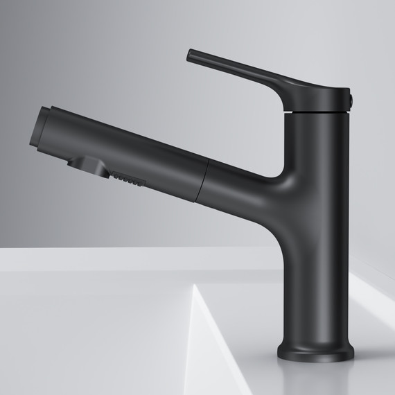 Смеситель для раковины AM.PM X-Joy F85B02922  с вытяжным изливом, Цвет производителя: чёрный - фото 7