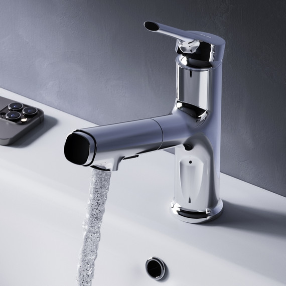 Смеситель для раковины AM.PM X-Joy с вытяжным изливом F85B02900, Цвет производителя: хром - фото 3