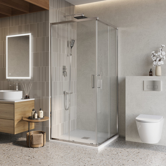 Душевое ограждение BelBagno 90x90 см LUCE-A-2-90-C-Cr, хром/прозрачное - фото 