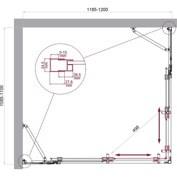 Душевое ограждение BelBagno 120x110 см LUCE-AH-22-120/110-C-Cr, хром/прозрачное - фото 6