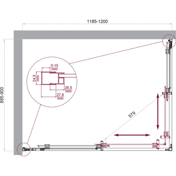 Душевое ограждение BelBagno 120x90 см LUCE-AH-2-120/90-C-Cr, хром/прозрачное - фото 6
