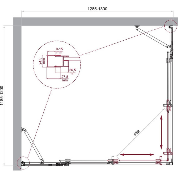 Душевое ограждение BelBagno 130x120 см LUCE-AH-22-130/120-C-Cr, хром/прозрачное - фото 6