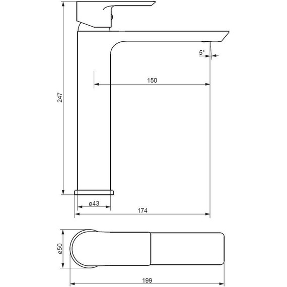 Смеситель для раковины высокий Damixa Apollo 470250000, Цвет производителя: хром - фото 5