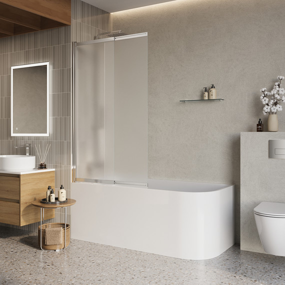 Шторка для ванны BelBagno 90 см LUCE-VF-11-90/145-P-Cr, хром/матовое - фото 