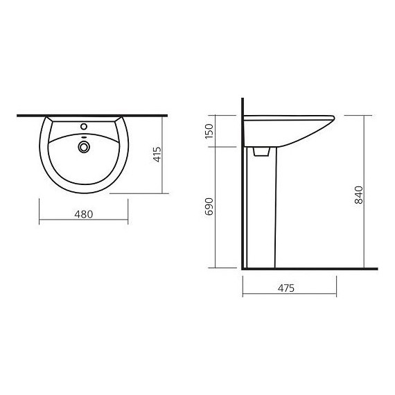 Раковина подвесная Sanita Аттика 48 см WB.PD/Attica/48-C/WHT.G/S1 - фото 3