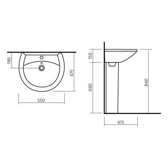 Раковина подвесная Sanita Аттика 55 см WB.PD/Attica/55-C/WHT.G/S1 - фото 5