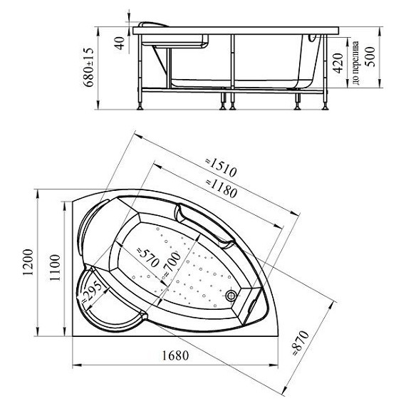 Ванна акриловая Радомир Алари 168x120 см L (в комплекте каркас) - фото 13