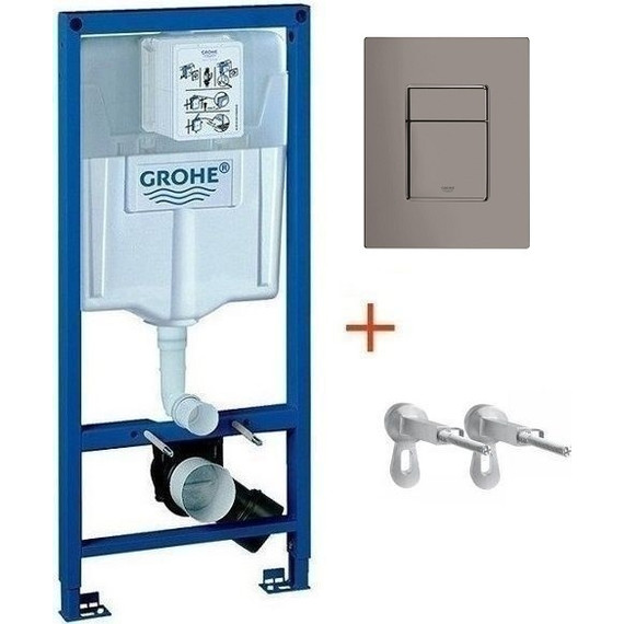 Инсталляция с подвесным унитазом комплект: Grohe Rapid SL 38772001+38732A00 с подвесным безободковым унитазом BelBagno Uno BB3105CHR/SC сиденье микролифт, крепление, кнопка смыва графит, Цвет производителя: графит - фото 2