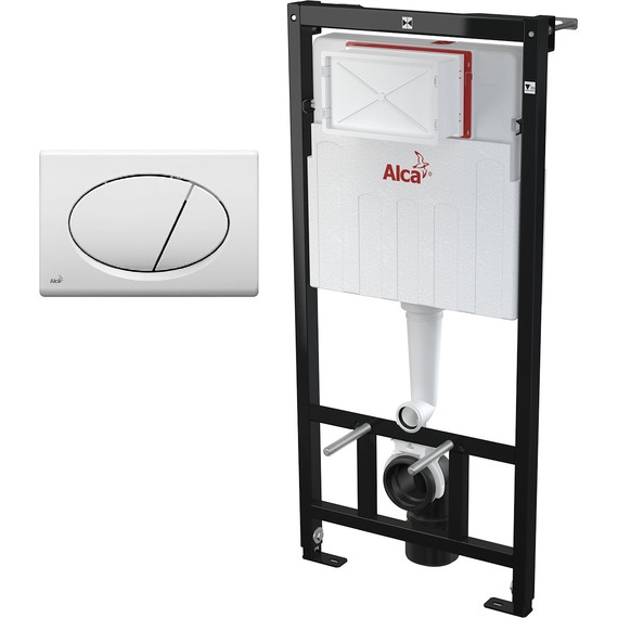 Инсталляция с подвесным унитазом комплект: Alcaplast AM101/1120-3:1 RU M70-0001 с подвесным безободковым унитазом-биде BelBagno Uno BB3105CHR-BS/SC сиденье микролифт, крепление, кнопка смыва белый - фото 2