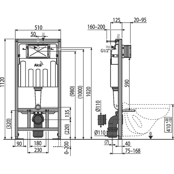Инсталляция с подвесным унитазом комплект: Alcaplast AM101/1120-3:1 RU M70-0001 с подвесным безободковым унитазом BelBagno Uno BB3105CHR/SC сиденье микролифт, крепление, кнопка смыва белый - фото 12