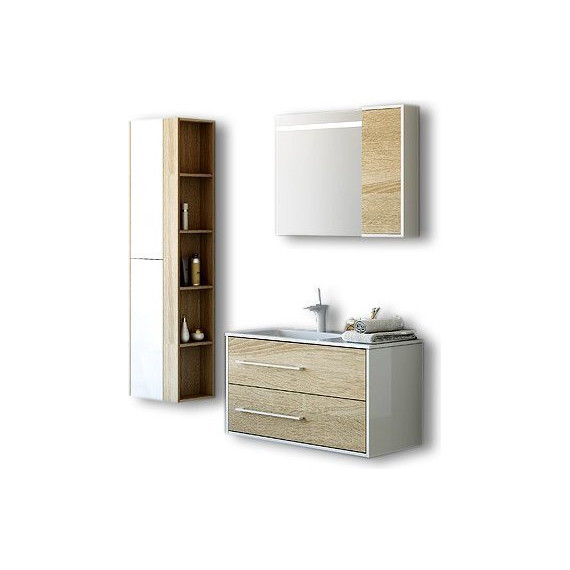 Шкафчик навесной Aqwella Miami 25 см Mai.04.25, белый/дуб сонома - фото 2