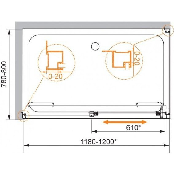 Душевое ограждение Cezares 120х100 см LUX-SOFT-W-AH-1-120/100-C-Cr-IV, хром/прозрачное - фото 6